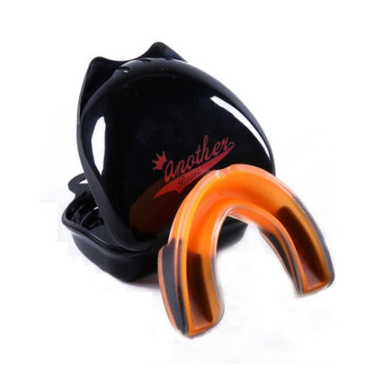 Anotherboxer single-sided mouthguard with orange mouthpiece and black protective shell