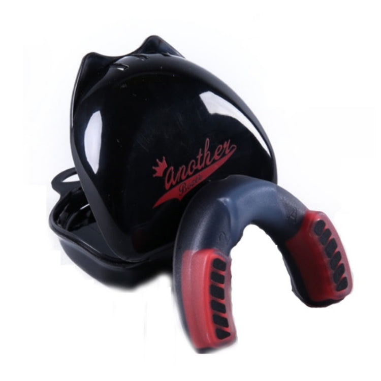 Anotherboxer single-sided mouthguard with red mouthpiece and black protective shell