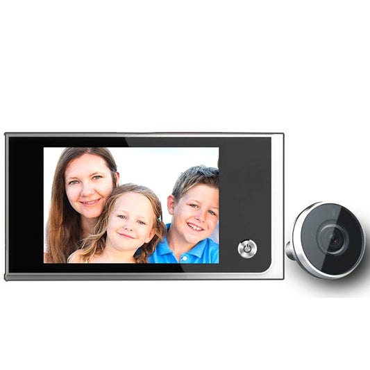 Wireless video door viewer with 3.5 in screen and attached round camera unit