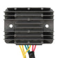 Motorcycle rectifier regulator heatsink with front cooling fins and multicolor wires