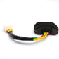 Motorcycle rectifier with compact black finned module and wire harness with white plug