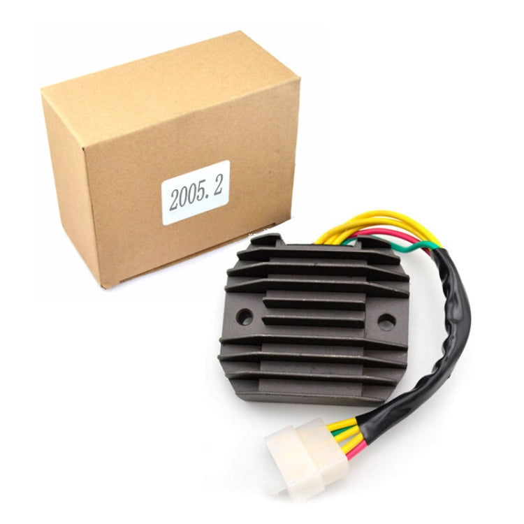 Motorcycle rectifier with black finned housing and colored-wire harness