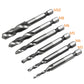 6-piece HSS tap and chamfer bit set labeled M10 to M3 sizes on tools