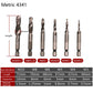 Metric 4341 chart for HSS tap and chamfer bits: sizes M10–M3 with lengths