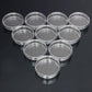 Sterile polystyrene Petri dishes, 10-pack arranged in two rows