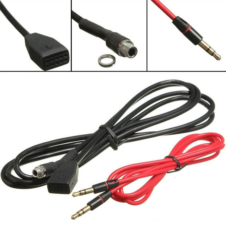 AUX audio cable with 6-pin connector and gold 3.5mm audio plug