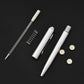 Silver LED UV invisible-ink ballpoint pen with clip, plus spare ink tip parts