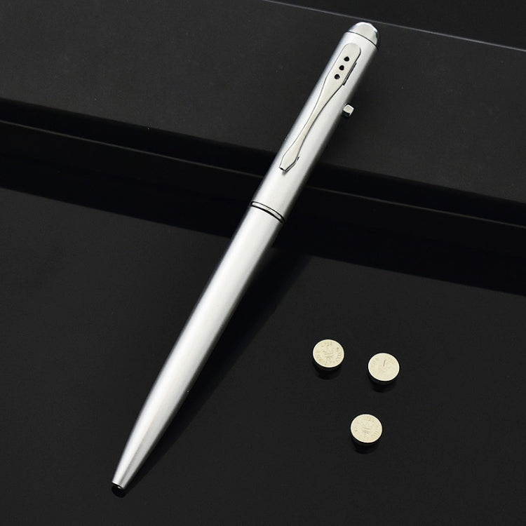 White-silver LED UV invisible-ink pen with button controls near the tip