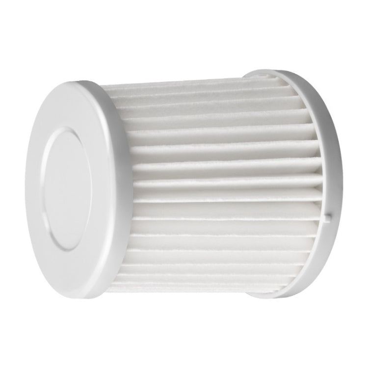 White pleated vacuum filter element with side circular housing and vent slots