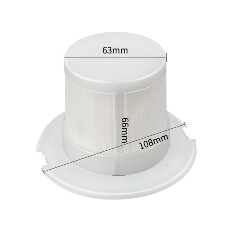Round vacuum filter with pleated cartridge, approx. 63mm diameter, 108mm height