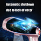 Rose-pink mini handheld garment steamer with illuminated steam chamber view