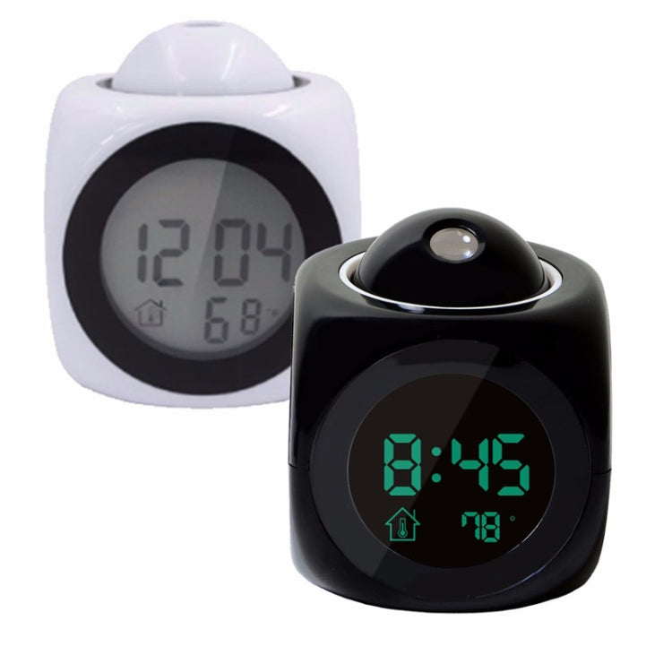 Two-tone LED projection alarm clocks: white and black, each with digital time display