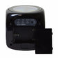 Black LED projection alarm clock rear view with battery compartment open