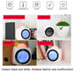 White LED projection alarm clock shown in multiple room setups