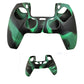 Silicone game controller handle covers, dark green and black camo, front view
