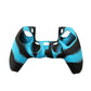 Silicone game controller handle covers, black and blue camo pattern, controller grips