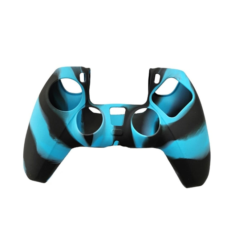 Silicone game controller handle covers, black and blue camo pattern, controller grips