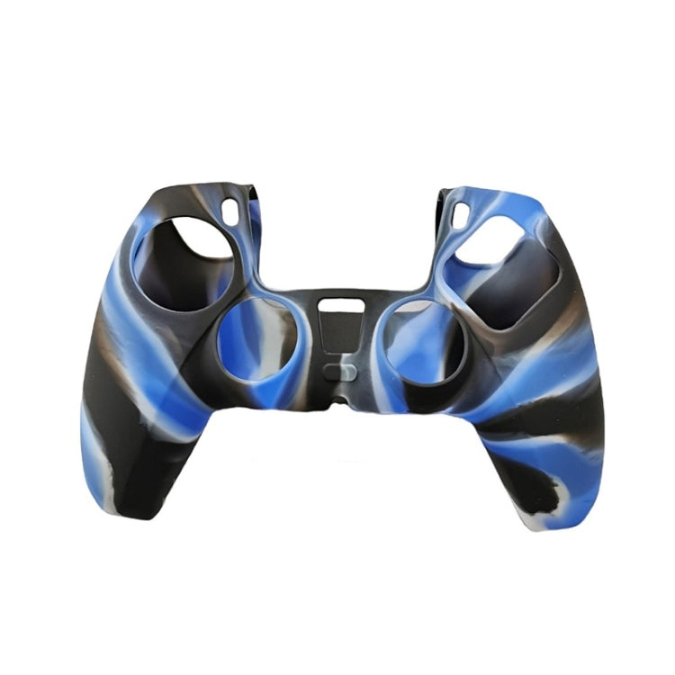 Silicone game controller handle covers, black and light blue camo pattern, grips