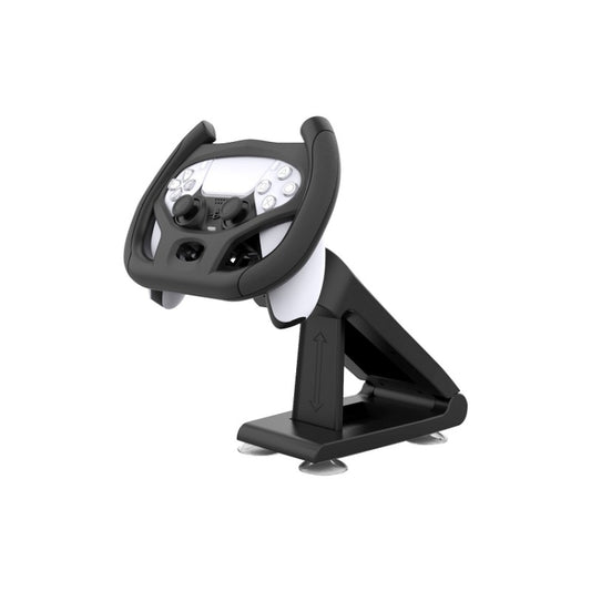 PS5 steering wheel gamepad stand, black bracket with base and wheel mount