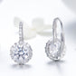 Sterling silver zircon round drop earrings with clear stones