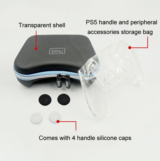 iPlay storage bag with transparent protective shell and four silicone handle caps