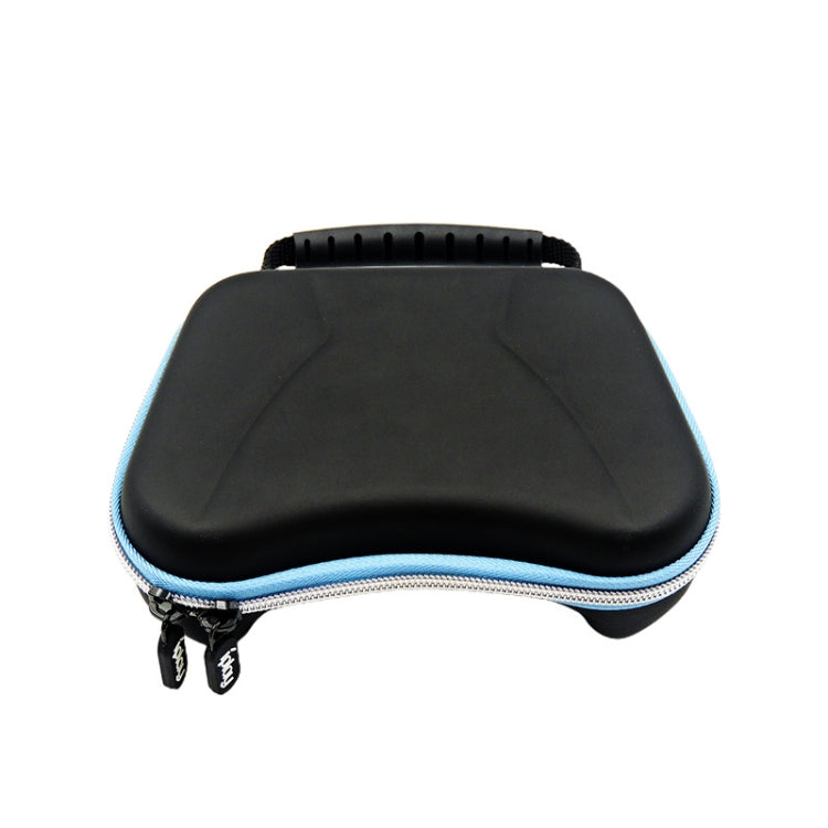 iPlay protective shell storage bag with molded black shell shape and blue zipper trim