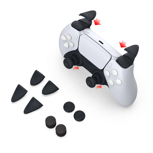 PS5 trigger button and rocker cap set: black caps and small button pieces