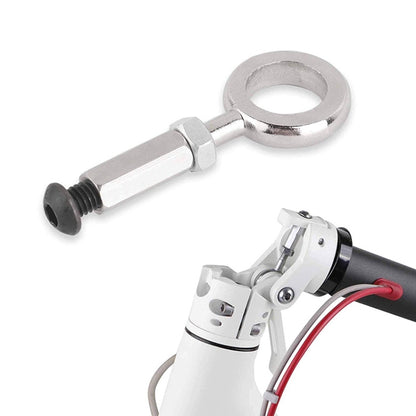 Scooter axle locking screw pull ring assembly with metal pull ring and locking bolt