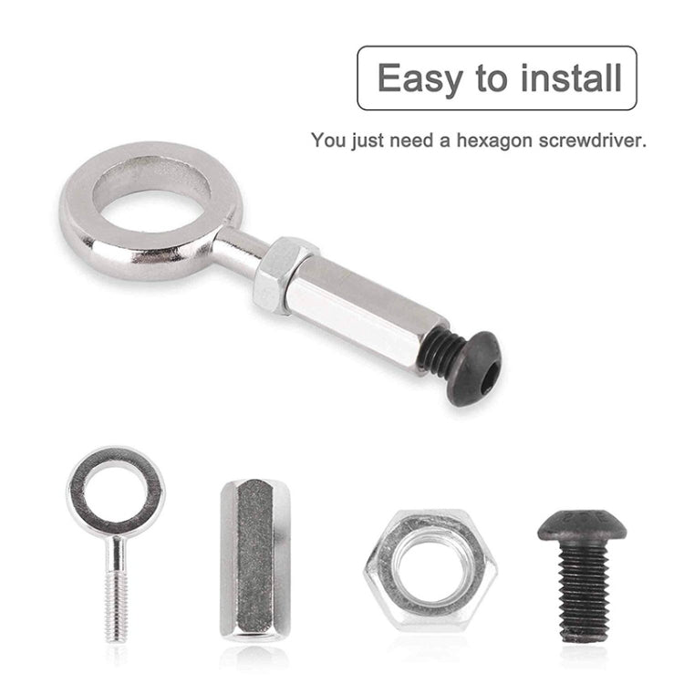 Scooter axle locking screw pull ring assembly, ring with nut and hex-drive screws