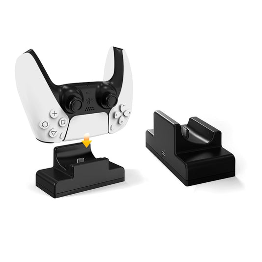 PS5 controller charging stand with black dock, controller placed in cradle