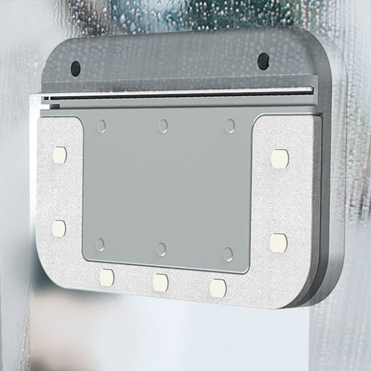 Magnetic window wiper attached to glass, rectangular scraper head with side pads
