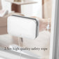 Double-sided magnetic window wiper with safety rope, gray-and-white rectangular cleaner head