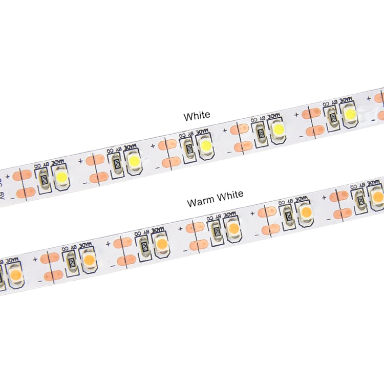 USB LED strip with two sections labeled White and Warm White along the circuit
