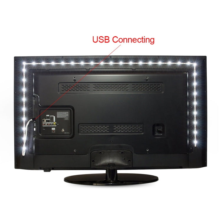 USB LED strip light with USB connecting port and evenly spaced bright diode segments
