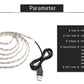 USB LED strip light set showing coiled strip and black USB cable