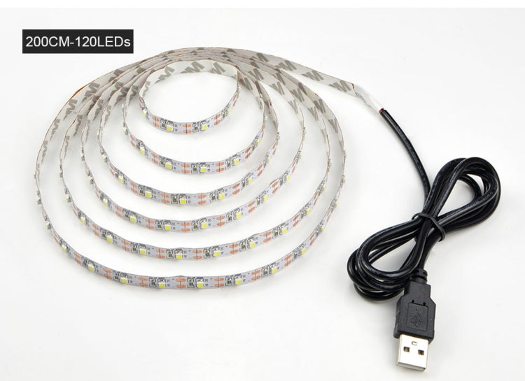 USB LED strip light with 200cm length and black USB power cable