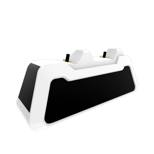White dual PS5 controller charging dock with two controller stands