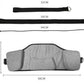 Neck traction pillow with foam pads and black adjustment straps with measurement lines