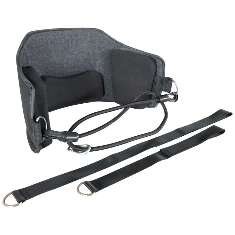 Neck traction pillow hammock with foam headrest and black adjustable cable and straps