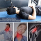 Neck traction device hammock with foam headrest and black straps used while lying down
