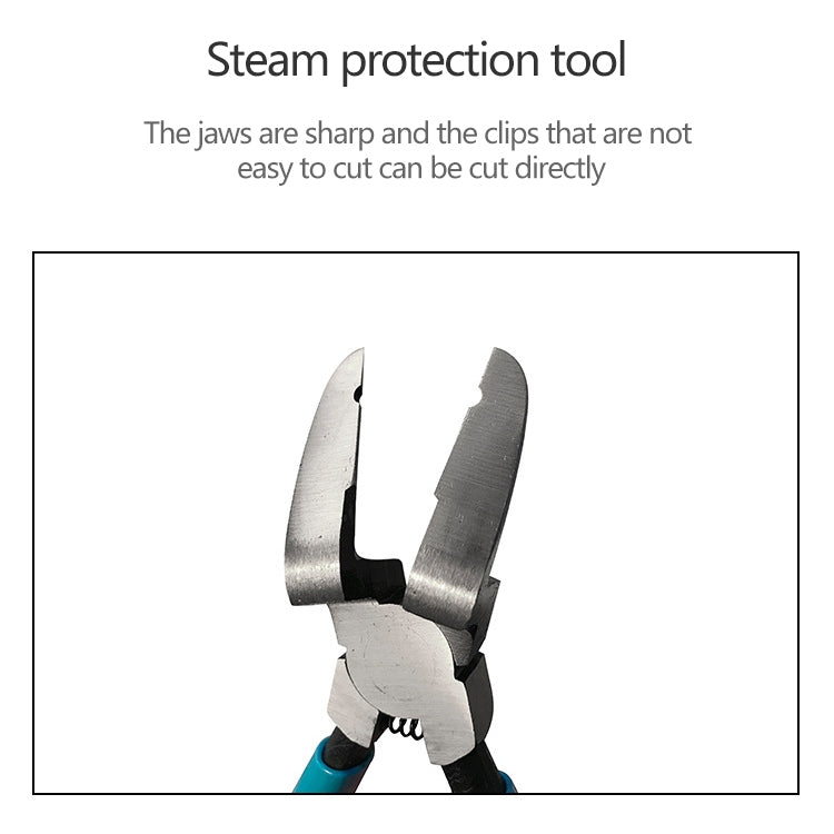 Car trim clip pliers with protective jaw design and blue handles