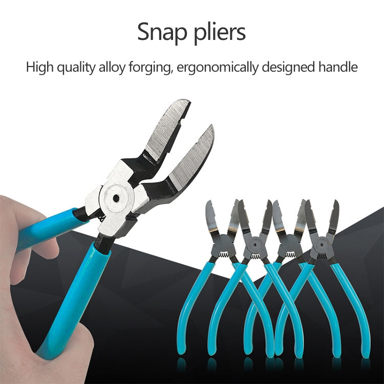 Car trim clip snap pliers with blue handles removing clips