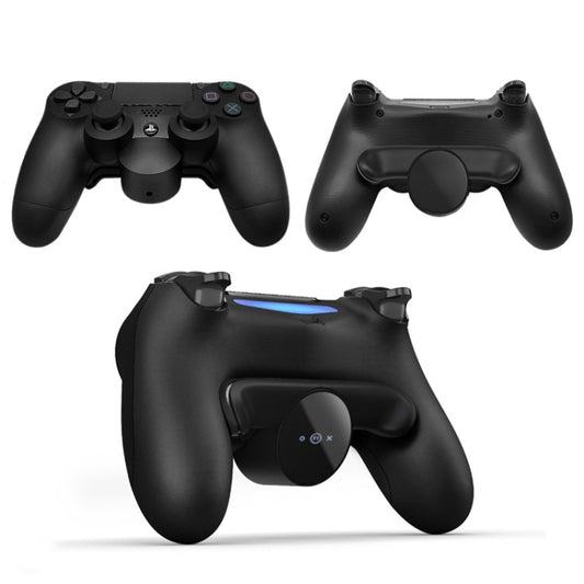 Black game controller rear extension with side grips and circular button pad