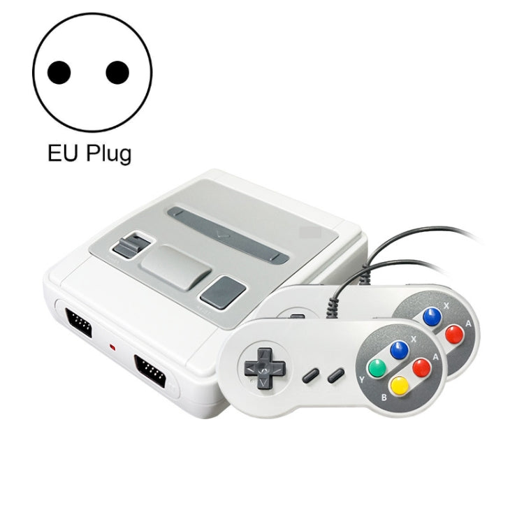 Mini 8-bit TV game console with EU plug and gray controller, white console and gamepad