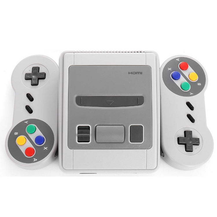 Mini TV game console with dual controllers, HDMI console center and button controls
