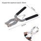 Ring installer pliers tool, silver metal body with two black ergonomic handles