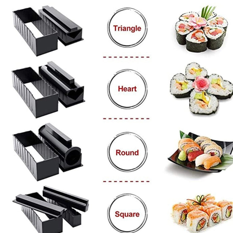 Sushi mold set with triangle, heart, round, and square shape frames