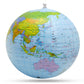 Inflatable globe map ball with Asia and Australia on a colorful world print