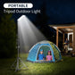 Portable outdoor tripod light with white panel head casting a wide beam