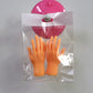Orange pet massage finger cots, pair shown in clear packaging